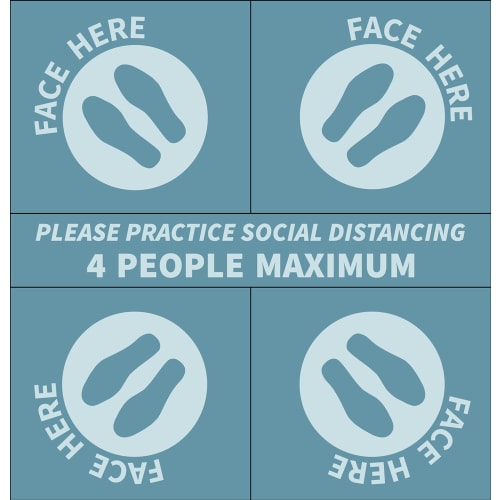 Social Distancing Elevator Floor Decal Kit, 52 in x 54 in, Teal